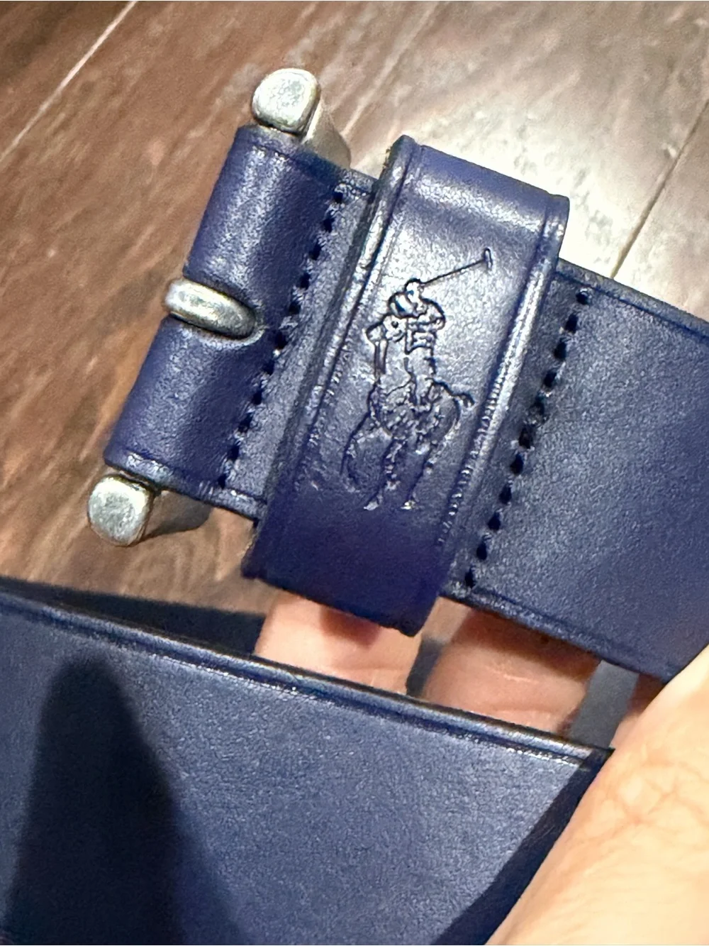 Polo Ralph Lauren NAVY BLUE Roller Buckle Big Pony LEATHER Belt Size 40 NEW